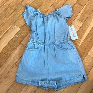 Cat and Jack denim romper. 3T. NWT. Light wash denim.